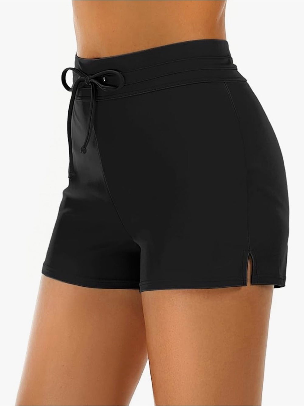 Women’s high-waisted swim shorts with liner Black size L NWT
